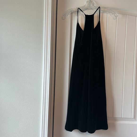 NWT Loft size small Black Velvet Racer Back Swing Dress - Picture 2 of 4